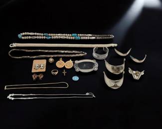 Large Lot Of Mixed Vintage Costume Jewelry And Accessories, 19 Pieces