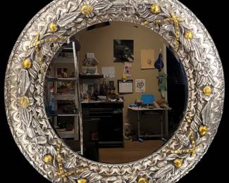 Large Vintage Ornate Frame Round Mirror