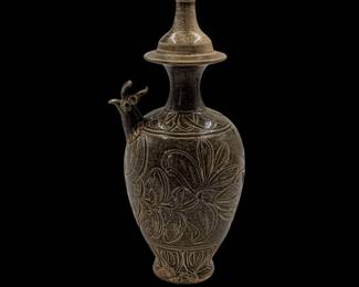 A Chinese Song Style Yao Zhou Flower Carving Porcelain Ewer