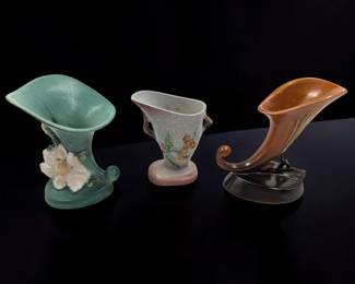 Lot Of 3 Vintage Roseville Pottery Vases