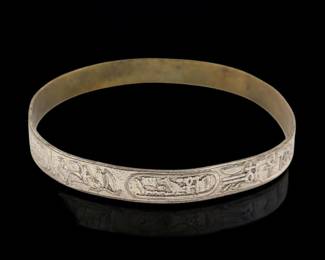 A Beautiful 925 Sterling Silver Egyptian Bracelet, 17 Grams