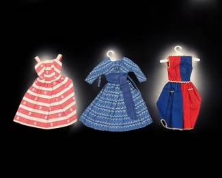 Lot Of 3 Vintage 1963 Mattel Barbie Outfits, "Busy Morning", "Fancy Free", And Swingin' Easy"