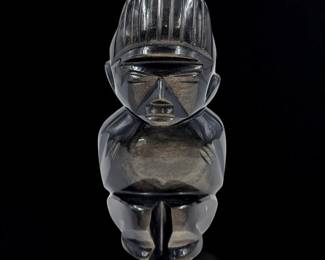 A Finely Carved Central American Carved Gold Sheen Obsidian Figure