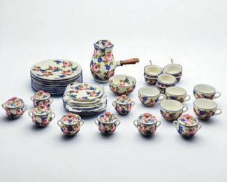 Large Lot Of Old French Pillivuyt Porcelain Dishes, Likely For Tea Service, Approx. 37 Pieces