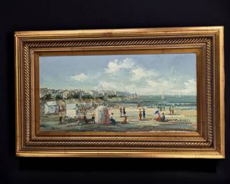 An Oil On Canvas Beach Scene Painting, Signed Carney