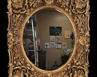 Vintage Ornate Gold Framed Oval Mirror