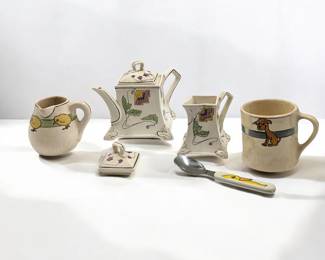 Lot Of 6 Antique / Vintage Roseville Creamware Pottery Pieces