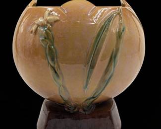 Vintage Roseville Wincraft Yellow / Green Art Pottery Bowl Vase