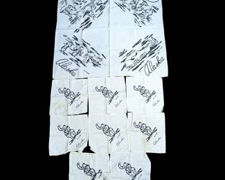 Lot Of 9 Alaskan Inupiaq Artist Robert Mayokok (1903 -1983) Table Art Linens