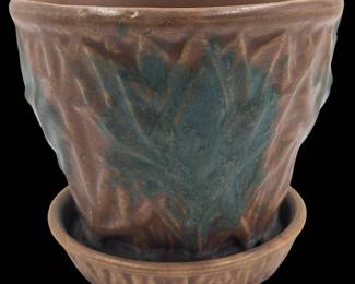 Vintage McCoy Pottery Lotus Planter With Attached Saucer