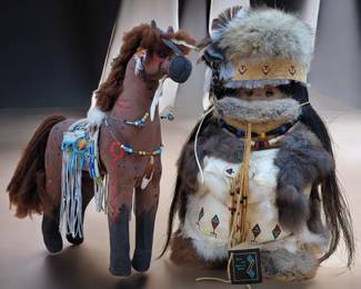 Pair Of Vintage "From The Heart Of Idaho" Native American And Horse Dolls