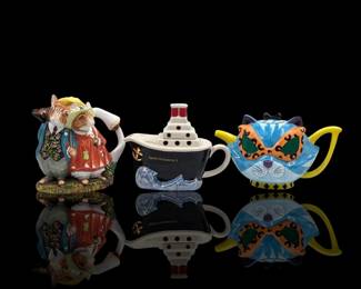 Lot Of 3 Decorative Porcelain Teapots, Two English