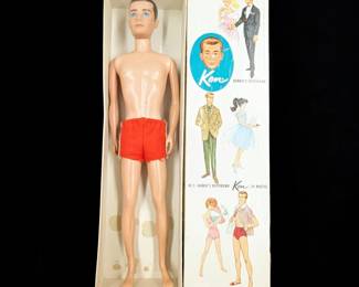 A 1960s Brown Hair Mattel Ken Doll In An Original Box, Played Condition