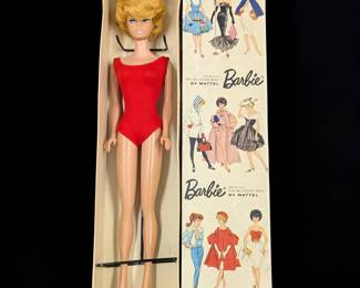 A 1960s Blonde Bubble Cut Mattel Barbie In An Original Box, Mint Condition