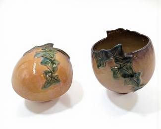 Vintage Roseville Pottery Wincraft Ivy Hanging Basket Planter And Wall Pocket