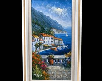 A Fine Oil On Canvas Seaside Landscape Painting, Signed Rossini