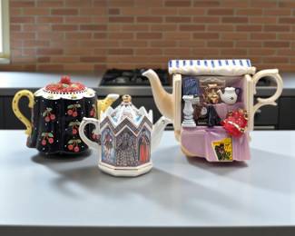 Lot Of 3 Decorative Porcelain Teapots, Two English