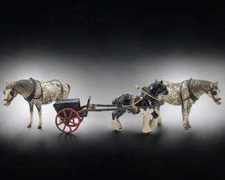 Lot Of 3 Vintage Breyer Horses, Two Dapple Horses And One Clydesdale Pulling A Carriage