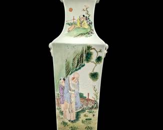 Large Chinese Famille Rose Porcelain Scenic Poem Vase