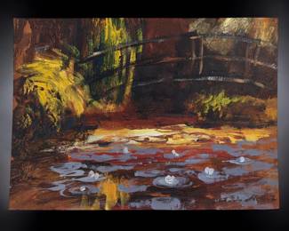 In The Manner Of Claude Monet (French, 1840-1926) Tempera & Oil On Paper Painting With COA