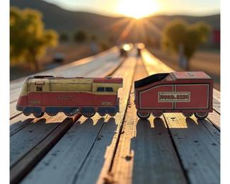 Vintage Nord. 8256 Tin Train Car And Charles Rossignol Eclair CR-400 Tin Wind-Up Locomotive