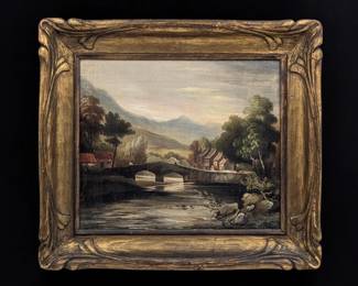 An Antique Oil On Canvas Landscape Painting