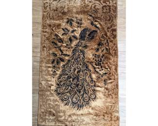 An Old French Scenic Wall Tapestry And A Vintage Pictorial Peacock Rug