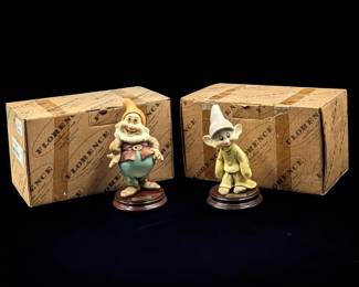 Giuseppe Armani Figurines: Walt Disney's "Happy" 327C And "Dopey" 200C With Original Boxes