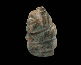 A Finely Carved Pre-Columbian Jade Olmec Effigy