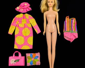 A 1960s MOD Francie Doll With Original Swimsuit And 1967 "Sun Spots" Outfit / Accessories