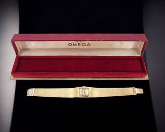 Vintage 14K Gold Omega Ladies Bracelet Watch Band And Case All 14K