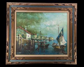 Signed Paolo Stirrat (Italian, 20th C.) Maritime Oil On Canvas Painting