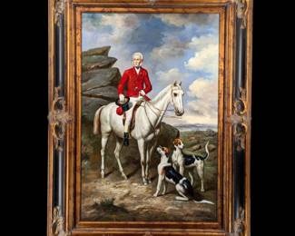 A Large Vintage Old Style Oil On Canvas Painting, Signed Jordan