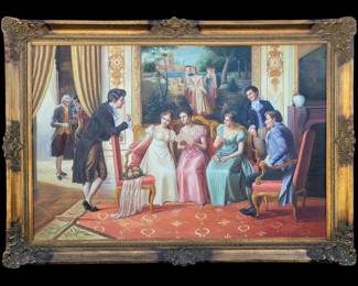 Large After Emil Brack (1860-1905) "A Captivated Audiance" Oil On Canvas