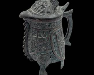 Vintage James Mont Chinese Verdigris Design Water Pitcher