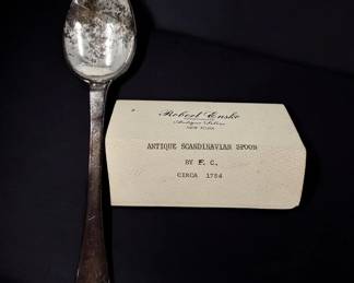 Antique Scandinavian 1754 Sterling Silver Spoon Hallmarked 0.09 OZ