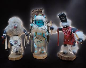Lot Of 3 Vintage Native American Kachinas Dolls All Artist Signed