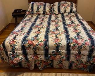 Queen bed, headboard, mattress, box spring and frame