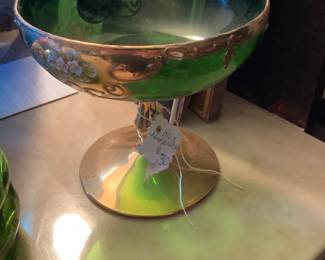 Emerald glass compote 30.