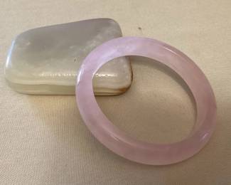 MMP137 Pink Jade Bangle Bracelet New