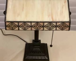 MMP105 Slag Glass Bankers Desk Lamp