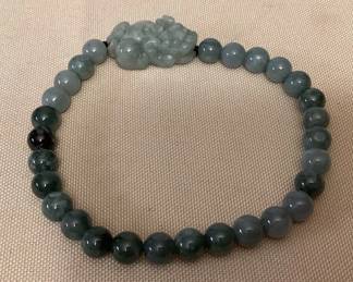 MMP067 Beaded Jade Bracelet With Foo Dog New