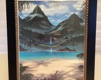MMP036 Framed Tropical Scenic Picture Print Signed By The Artist 