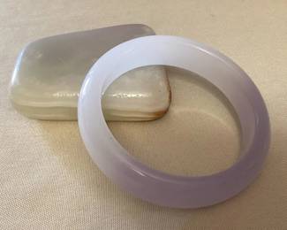 MMP130 Lavender & White Jade Bangle Bracelet New