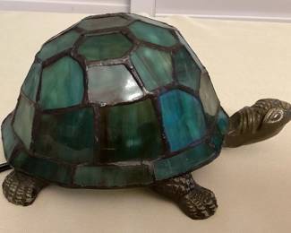 MMP089 Tiffany Style Teal Stained Glass Turtle Table Lamp New
