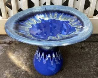 MMP091 Blue Crystalline Glaze Ceramic Bird Bath