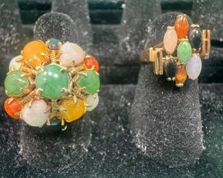 03 Vintage Cluster Cocktail Dome Pinky Ring Duo