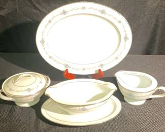 Noritake, Glencoe Pattern, Oval Serving Dish, Cream Sugar Dish And Gravy Bowl