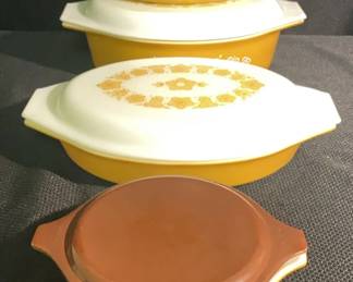 Vintage Pyrex Casserole Dishes, Butterfly Gold Pattern