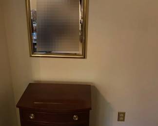 Gordons Furniture  Small Bowfront Chest Of Drawers  Accent Mirror 